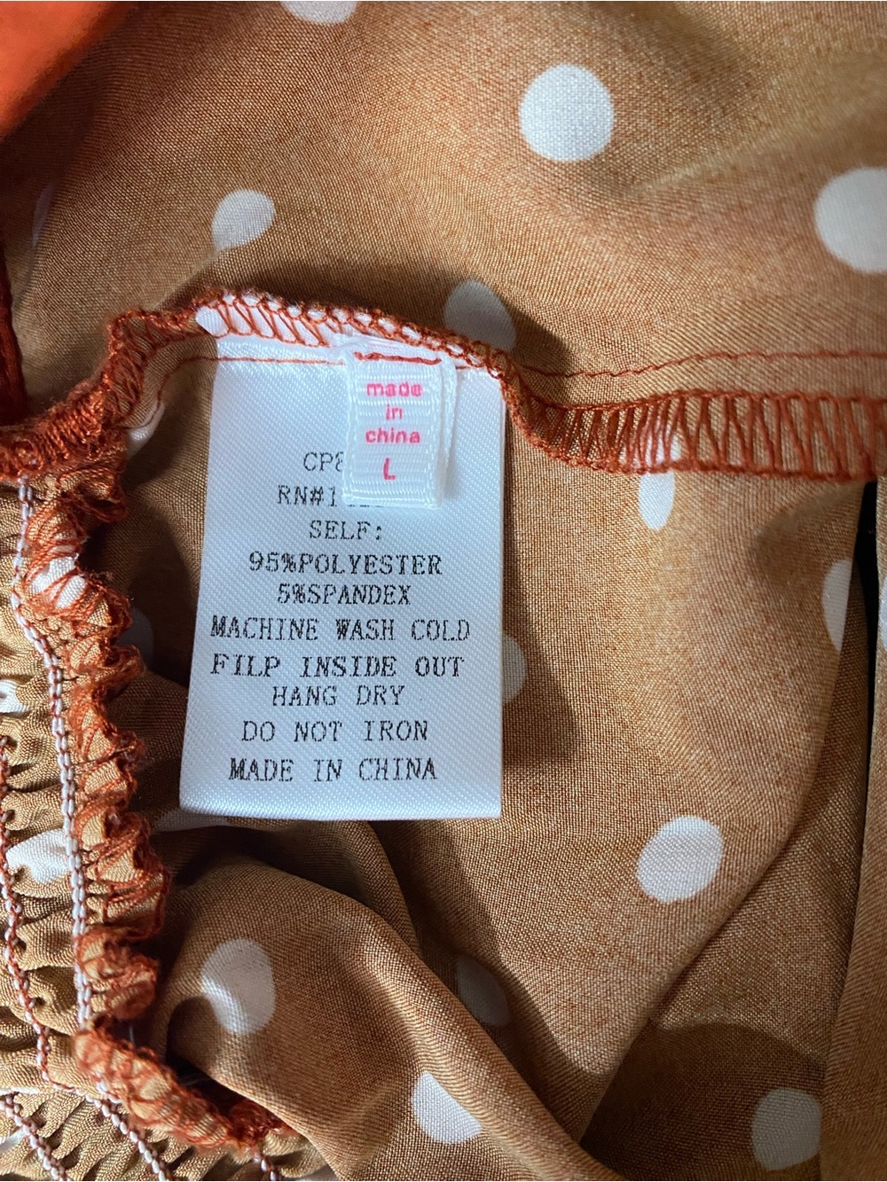 Blush Boutique Polka Dot Romper Rust Brown Ruffle Skort Inset Smocked V Neck LG - Picture 6 of 10